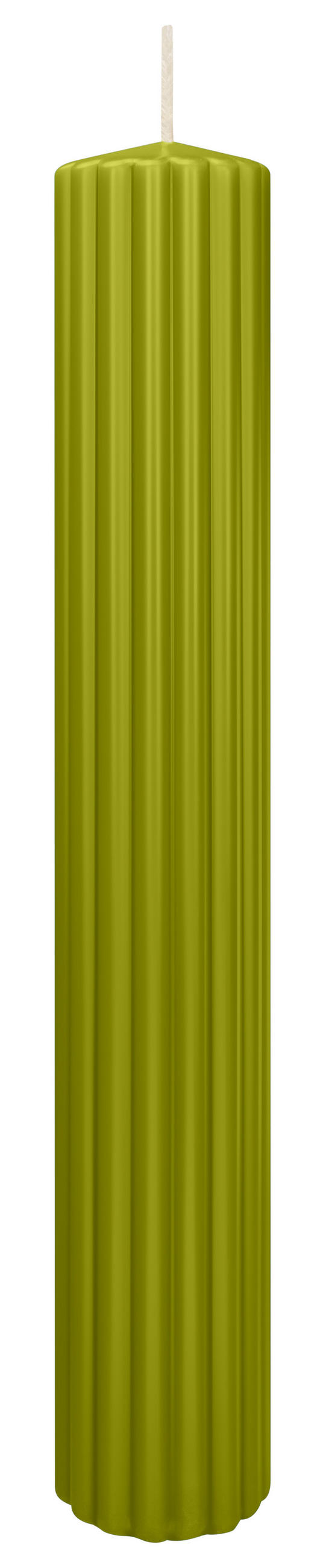 RILLEN KERZEN Grün 300 x Ø 45 mm, 4 Stück - Grün, Paraffin (8/15/15cm) - Wiedemann Kerzen