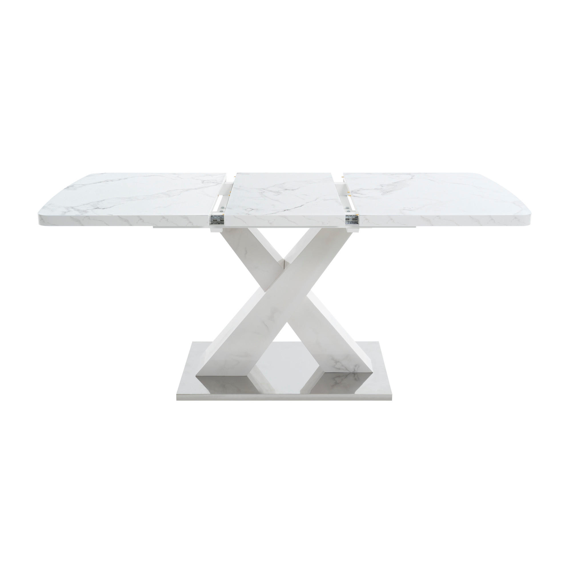 OKWISH JÍDELNÍ stůl 120-160/80/76,5 cm bílý z MDF a oceli s rozkládací deskou
