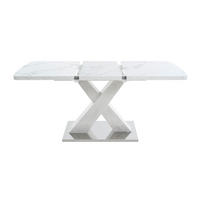 JÍDELNÍ stůl 120-160/80/76,5 cm bílý z MDF a oceli s rozkládací deskou - bílá, kompozitní dřevo (160/80/76.5cm) - OKWISH