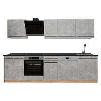 KÜCHENZEILE R-Line, Beton/Goldkraft Eiche, 280 cm ohne Arbeitsplatte - Honigeiche/Grau, Holzwerkstoff (280/206.8/46cm) - Vicco