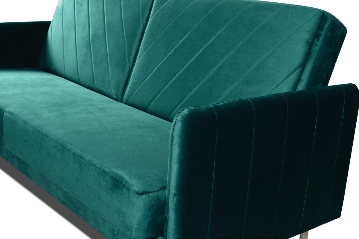 SCHLAFSOFA Vesto Flaschengrün Velours - Bettkasten - 207x93 cm - Waldgrün, Holz/Holzwerkstoff (207/93/93cm) - Ravio