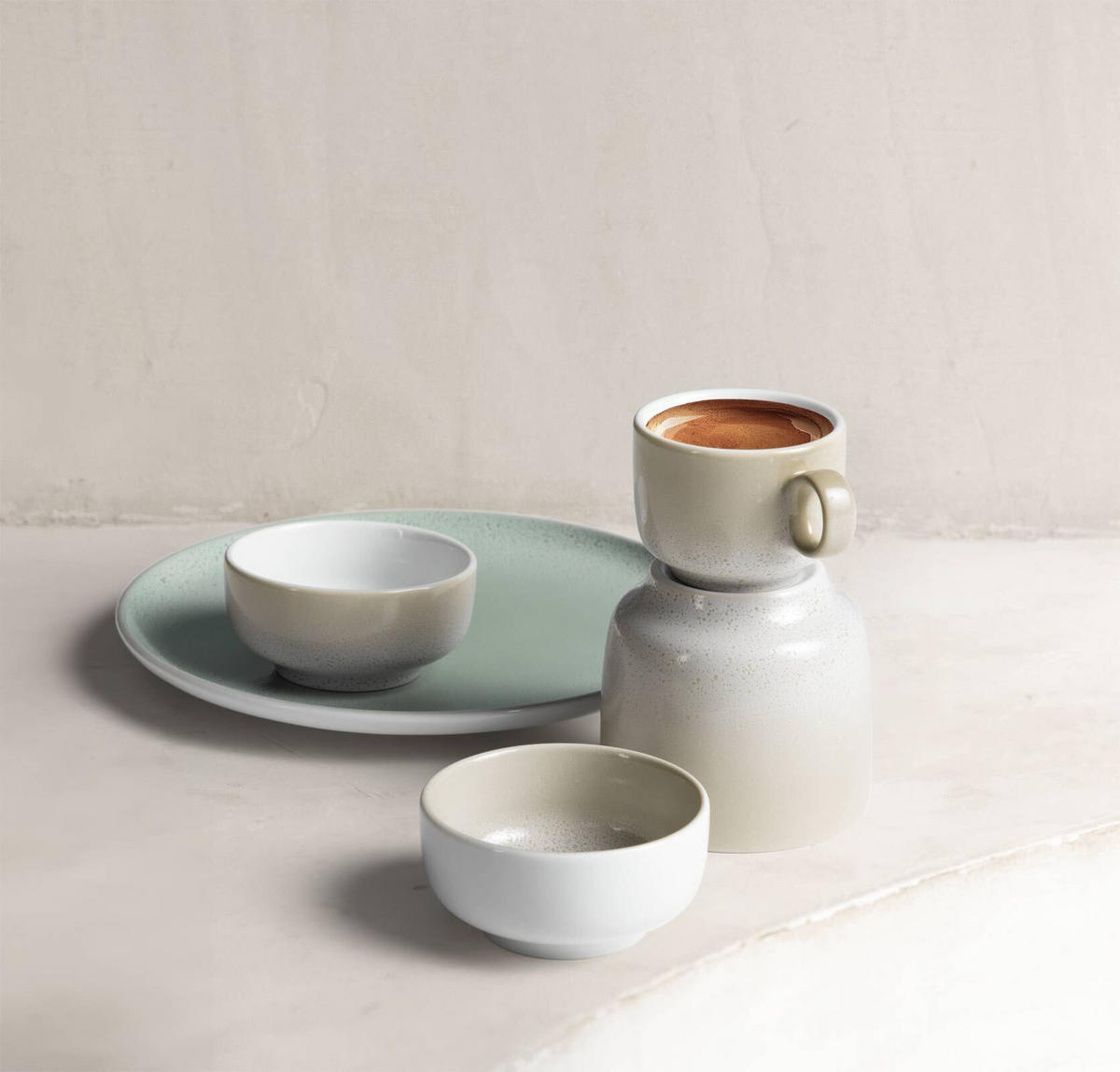 KAFFEETASSEN MIT UNTERTASSEN Sento Home Aura cream 210 ml 6er Set - Creme, Keramik (0.21L) - Seltmann Weiden