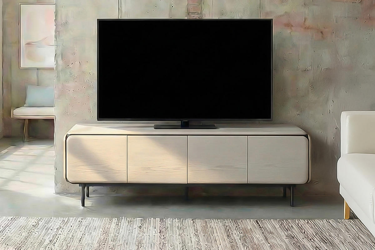 LOWBOARD AVRIL Grau Eiche - Schwarz/Grau, Holzwerkstoff/Metall (200/56/40cm) - KAWOLA