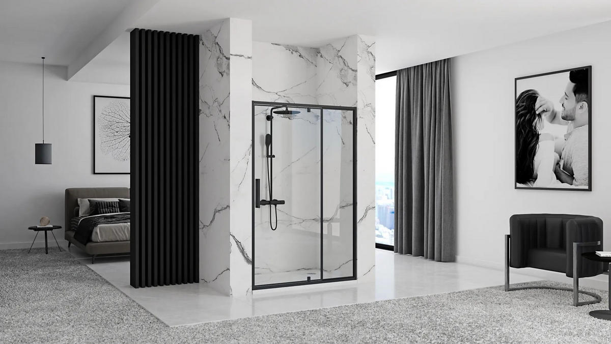 DUSCHTÜR Rea Schwingtür Rapid Swing 120 - Schwarz, Glas (120.5/195cm) - REA