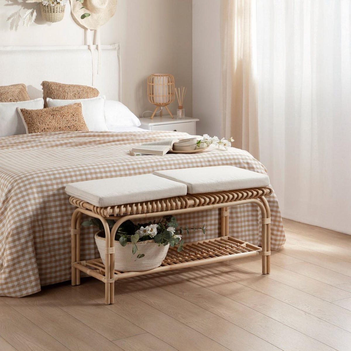 BANK Kina Natürlich 100 cm x 51 cm - Naturfarben, Naturmaterialien (100/51/44cm)