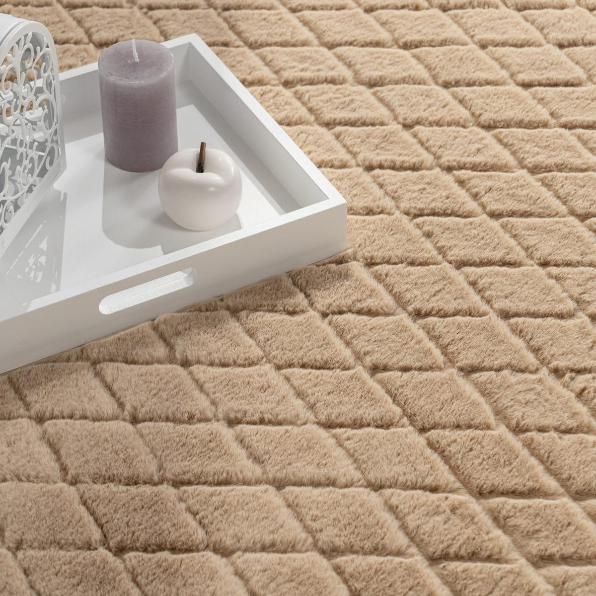 HOCHFLORTEPPICH, mit Struktur, Florhöhe 22 mm, Beige, 120 x 160 cm - Beige, Textil (120/160cm) - KADIMA DESIGN