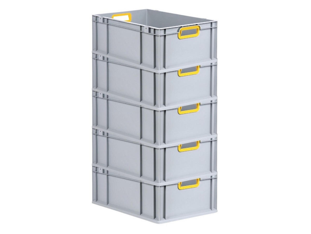 EUROBOX 5x Nextgen Color 22x40x60cm 44 Liter Griffe Gelb Offen - Gelb, Kunststoff (40/22/60cm) - PROREGAL