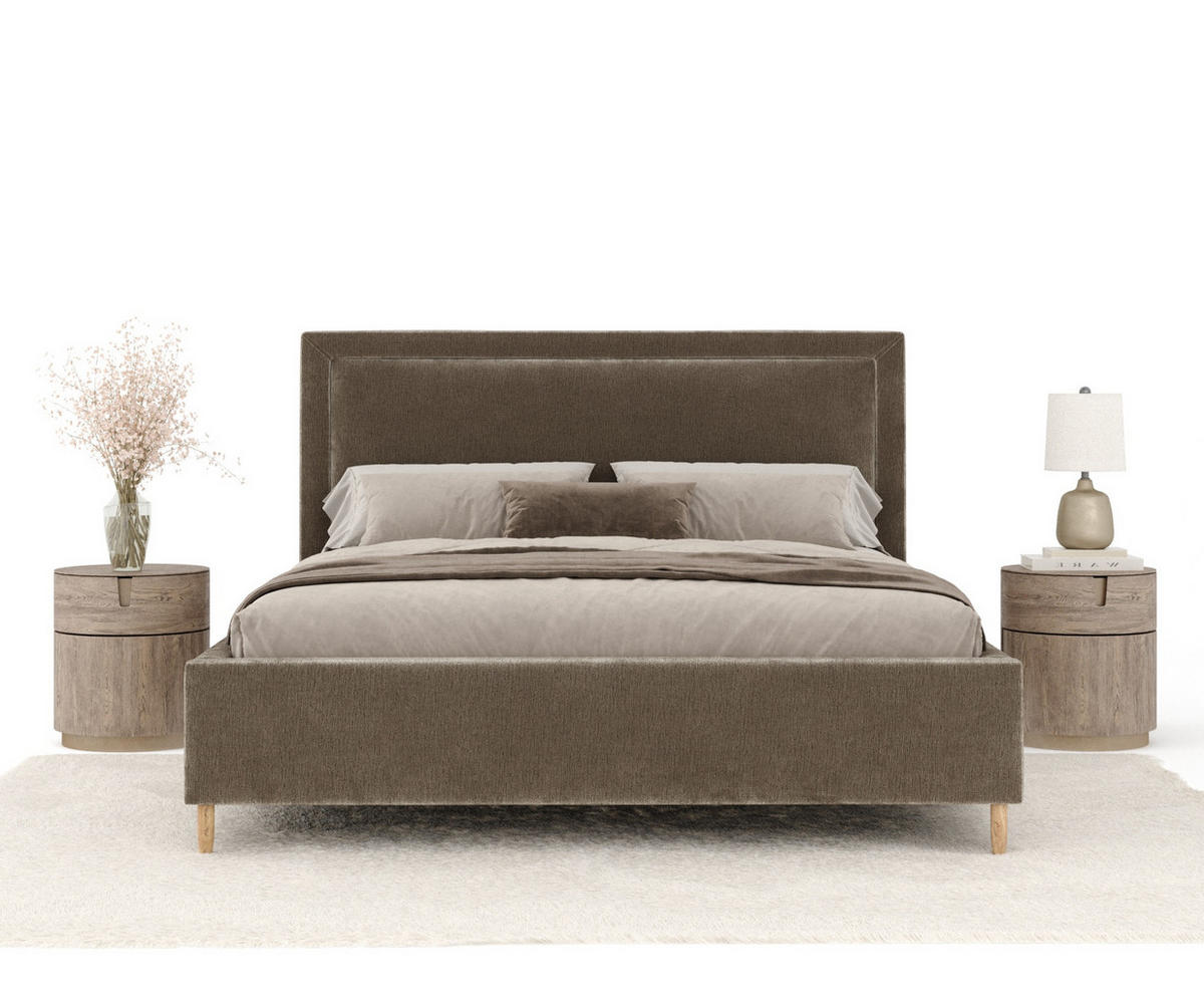 POLSTERBETT Ordina Beige 120/200 cm im Chenille-Stoff - Beige/Naturfarben, Holz/Holzwerkstoff (120/200cm) - Maison de Reve