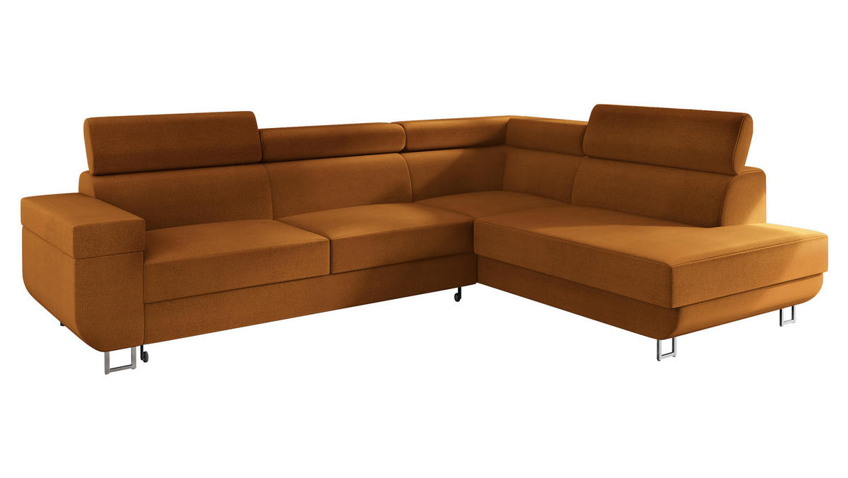 ECKSOFA Fonti, Seite: Rechts - Orange, Holz/Textil (253/188cm) - MIRJAN24
