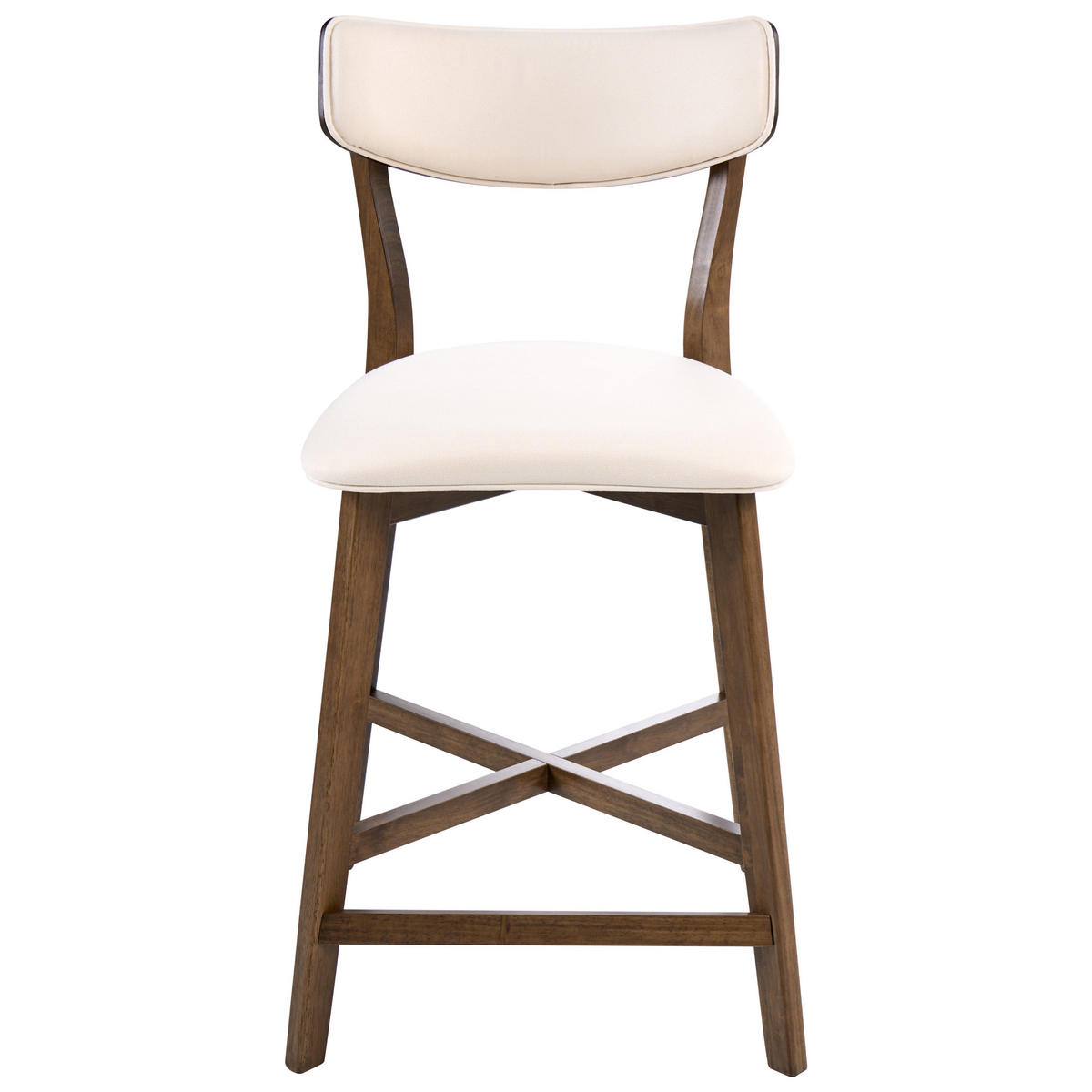 BARSTUHL 2er-Set Holz Cremeweiß/Braun Yuma - Weiß, Holz (50/93/54cm) - Beliani