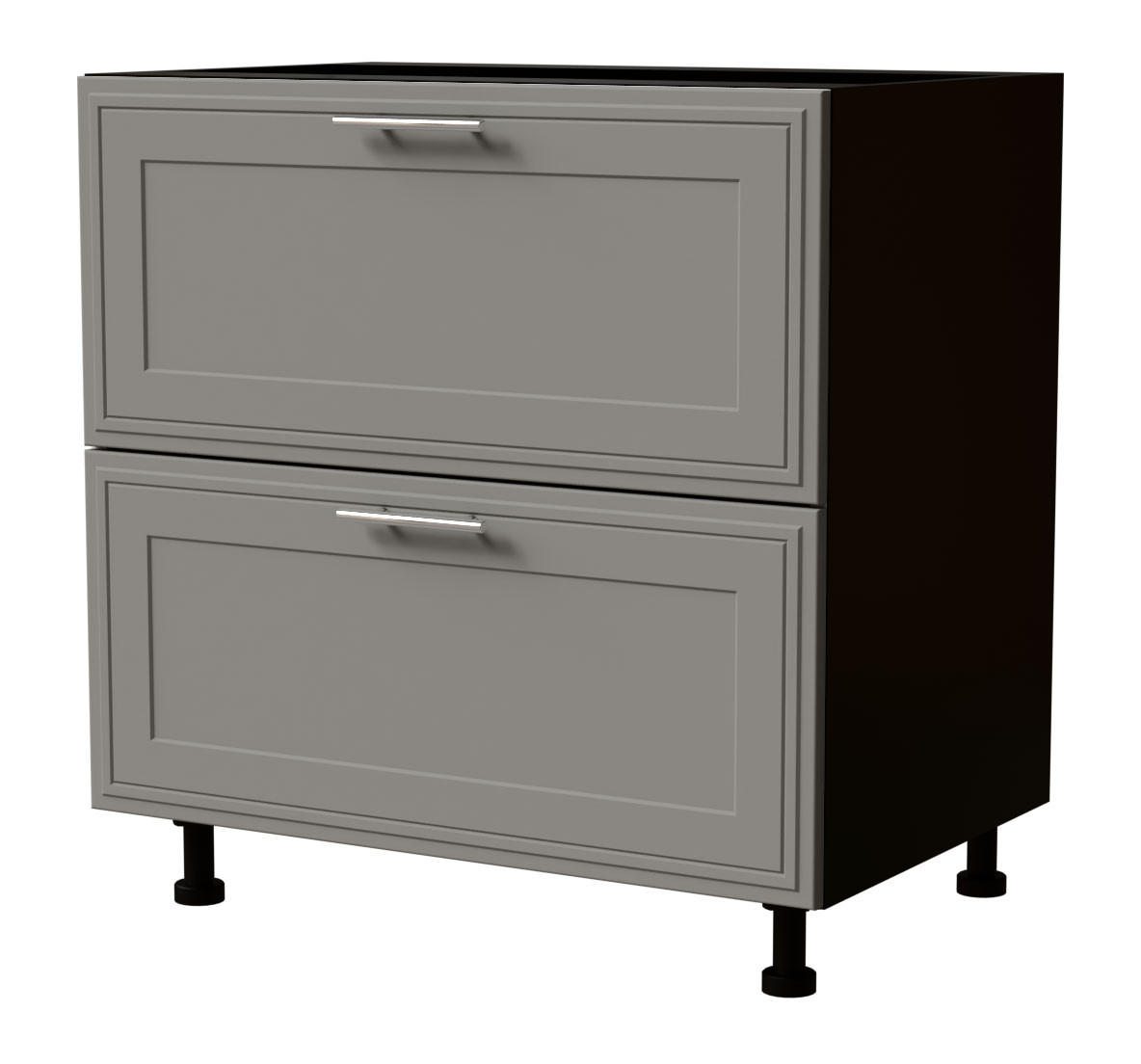 SCHUBLADENUNTERSCHRANK Salo D2/80 Schwarz / Dust Grey Matt 80 / 50 / 82cm - REJS Vollauszug - Schwarz/Grau, Holz/Holzwerkstoff (80/82/50cm) - Feldmann-Wohnen
