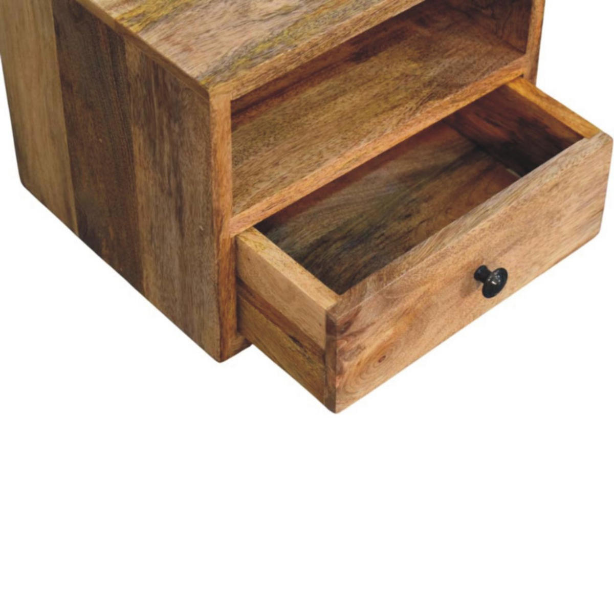 NACHTTISCH Massivholz Solis Oak-ish Wandmontiert, 1 Schublade und Offenes Fach, Hellbraun - Hellbraun/Messingfarben, Holz/Metall (30/24/25cm) - Artisan Furniture
