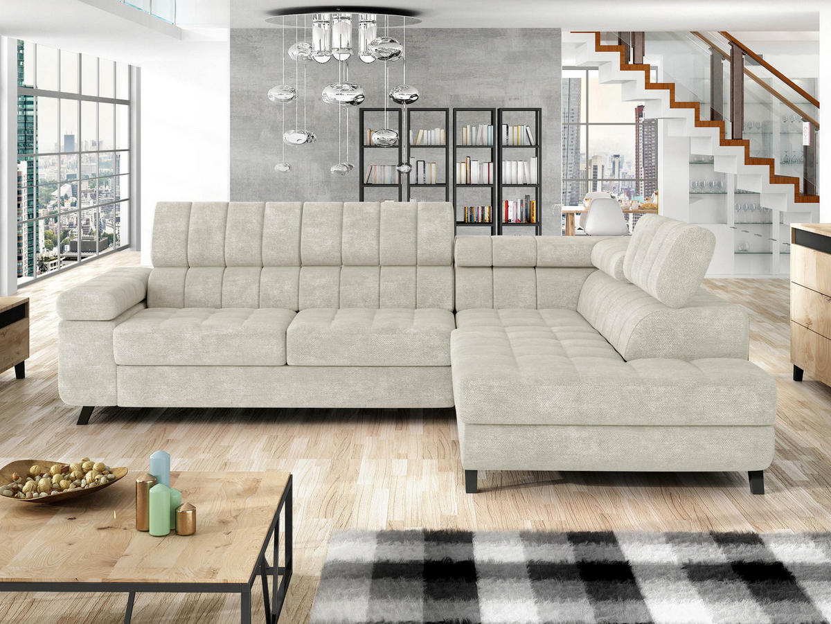 ECKSOFA Nord, Seite: Rechts - Sandfarben/Schwarz, Holz/Textil (264/203cm) - MIRJAN24