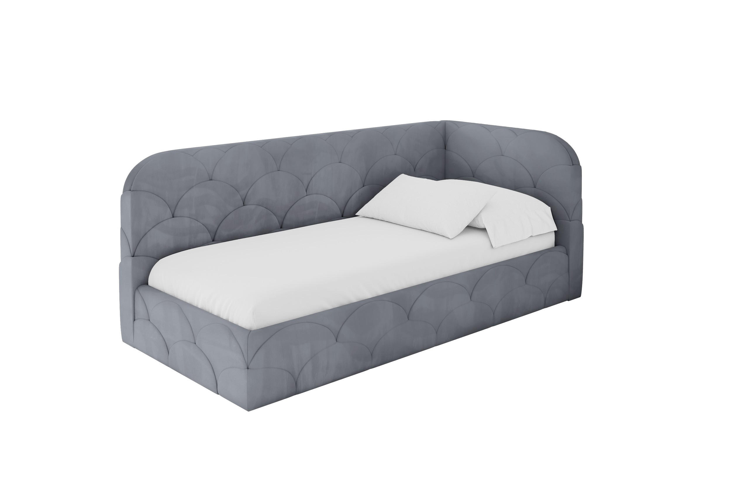 EINZELLBETT Jugendbett mit Bettkasten und Matratze H3/H4, Links - ELRY 90x200 Grau - Grau, Holzwerkstoff/Textil (90/200cm) - ALTDECOR