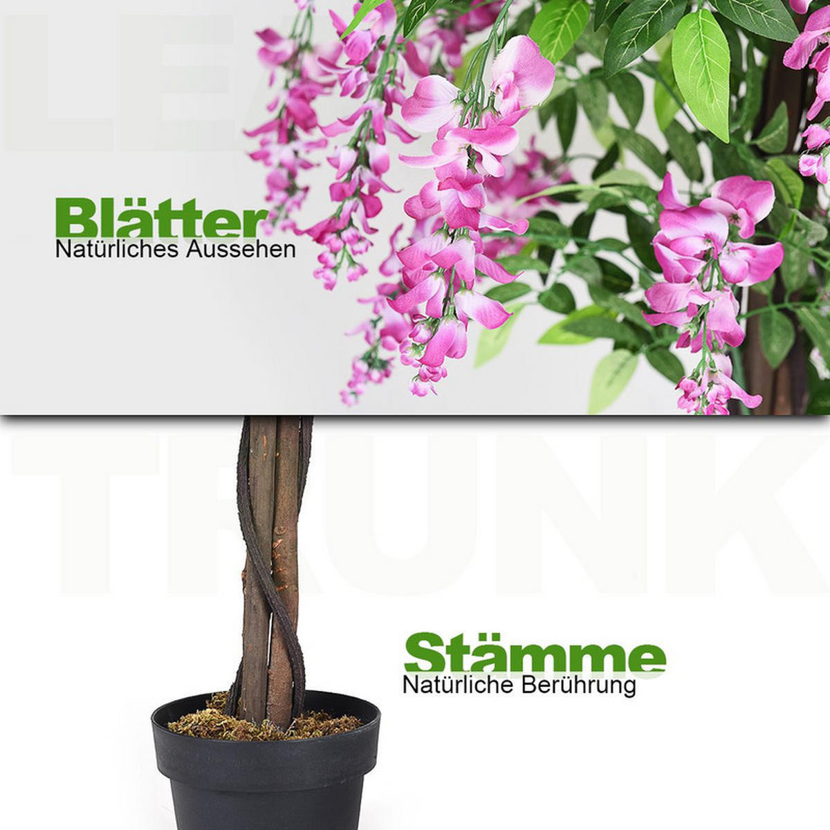 KUNSTBAUM mit Blüten lila - Lila, Kunststoff (180cm) - COSTWAY
