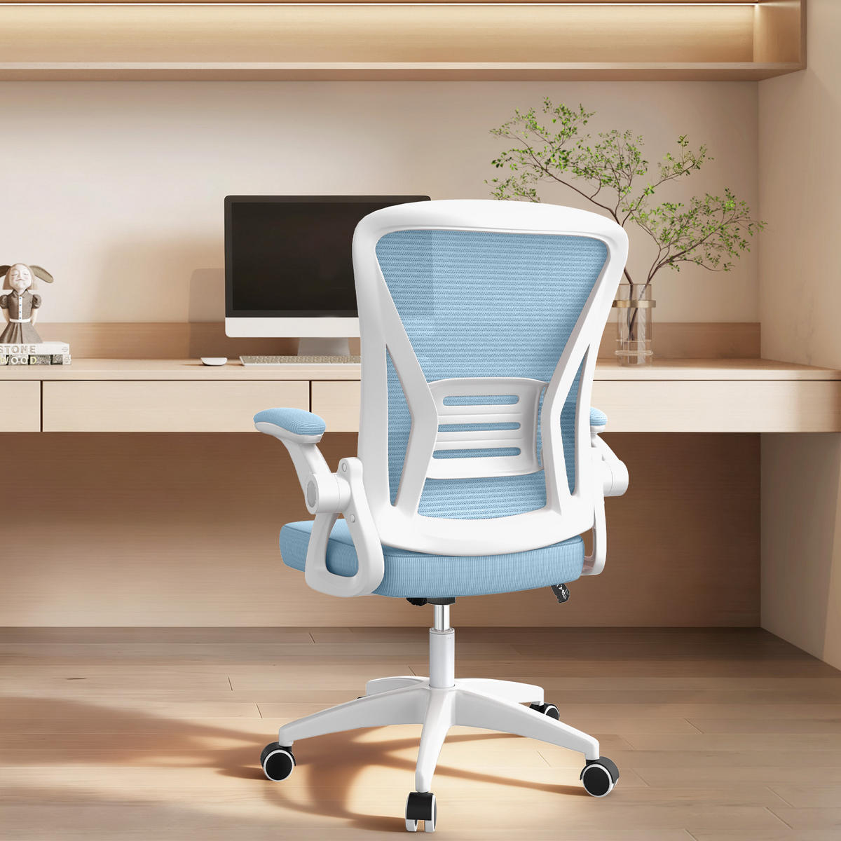 BÜROSTUHL Blau ergonomisch mit S-förmiger Rückenlehne - Blau, Metall (23/52/62cm) - Rattrix