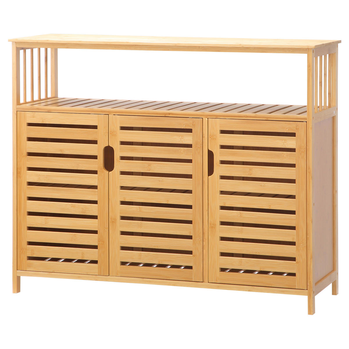 SIDEBOARD Bambus, 3 Türen, 100/35/82 cm - Naturfarben, Holz (100/82/35cm) - PANGIVO
