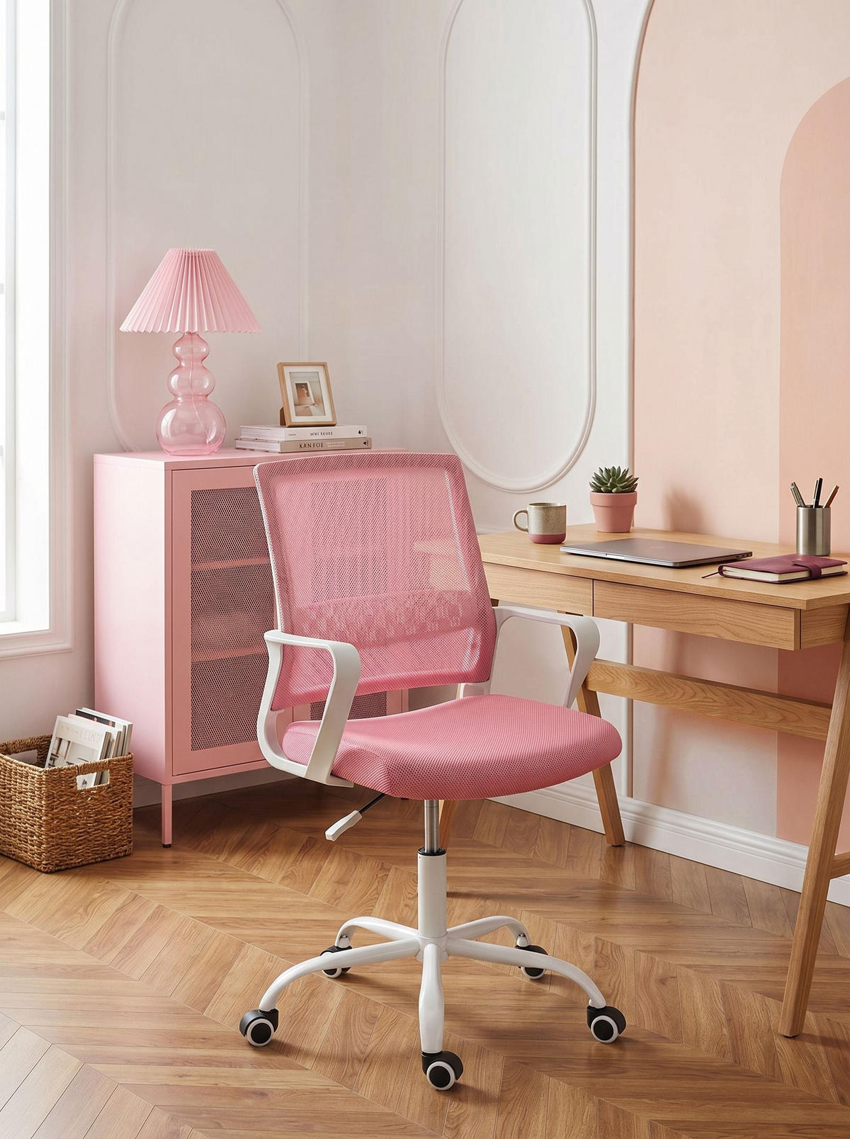 BÜROSTUHL Rosa Ease - Pink, Textil (54/94/54cm) - Beliani