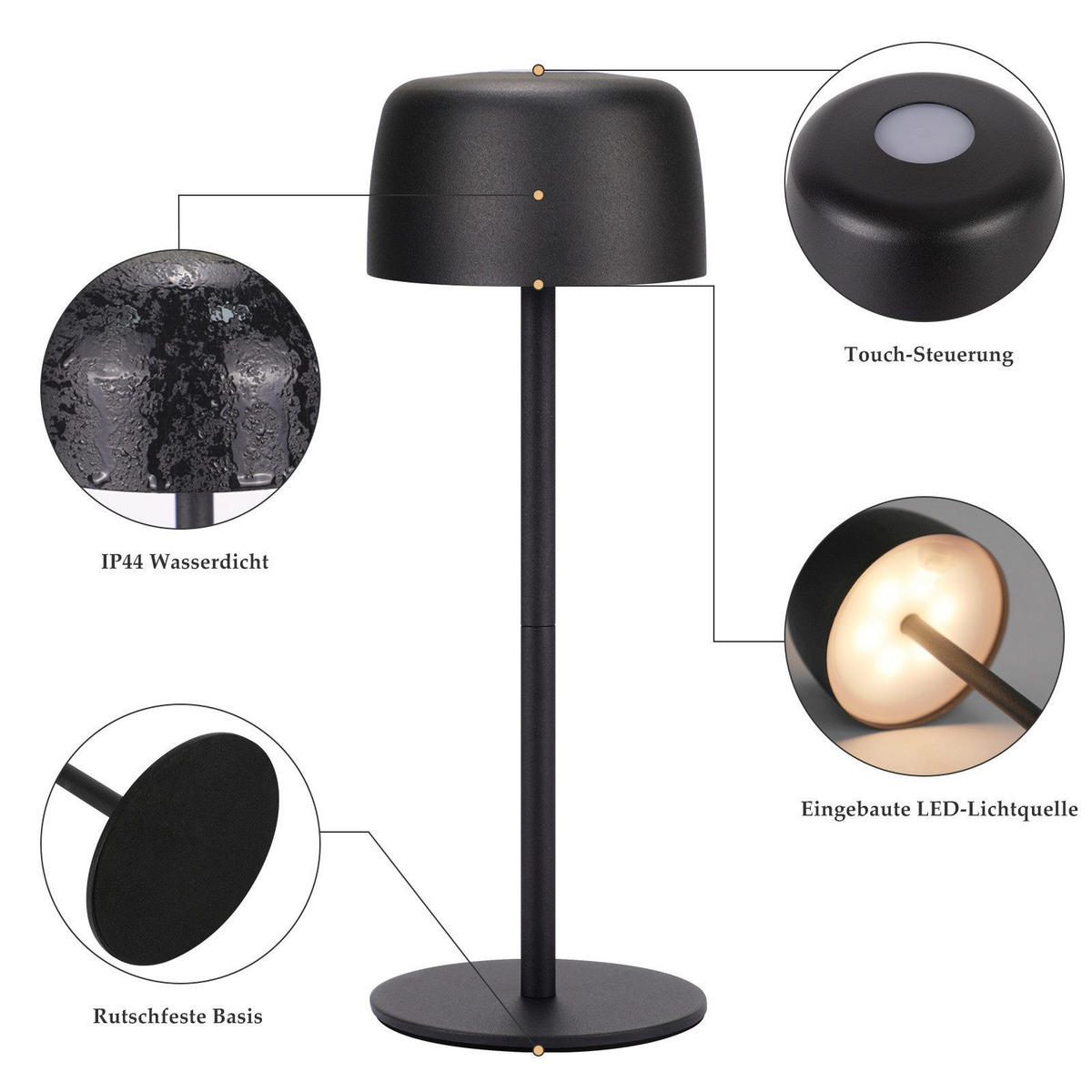 LED stolní lampa Aalbano 9/9/25cm - černá, kov (9/9/25cm) - Nettlife