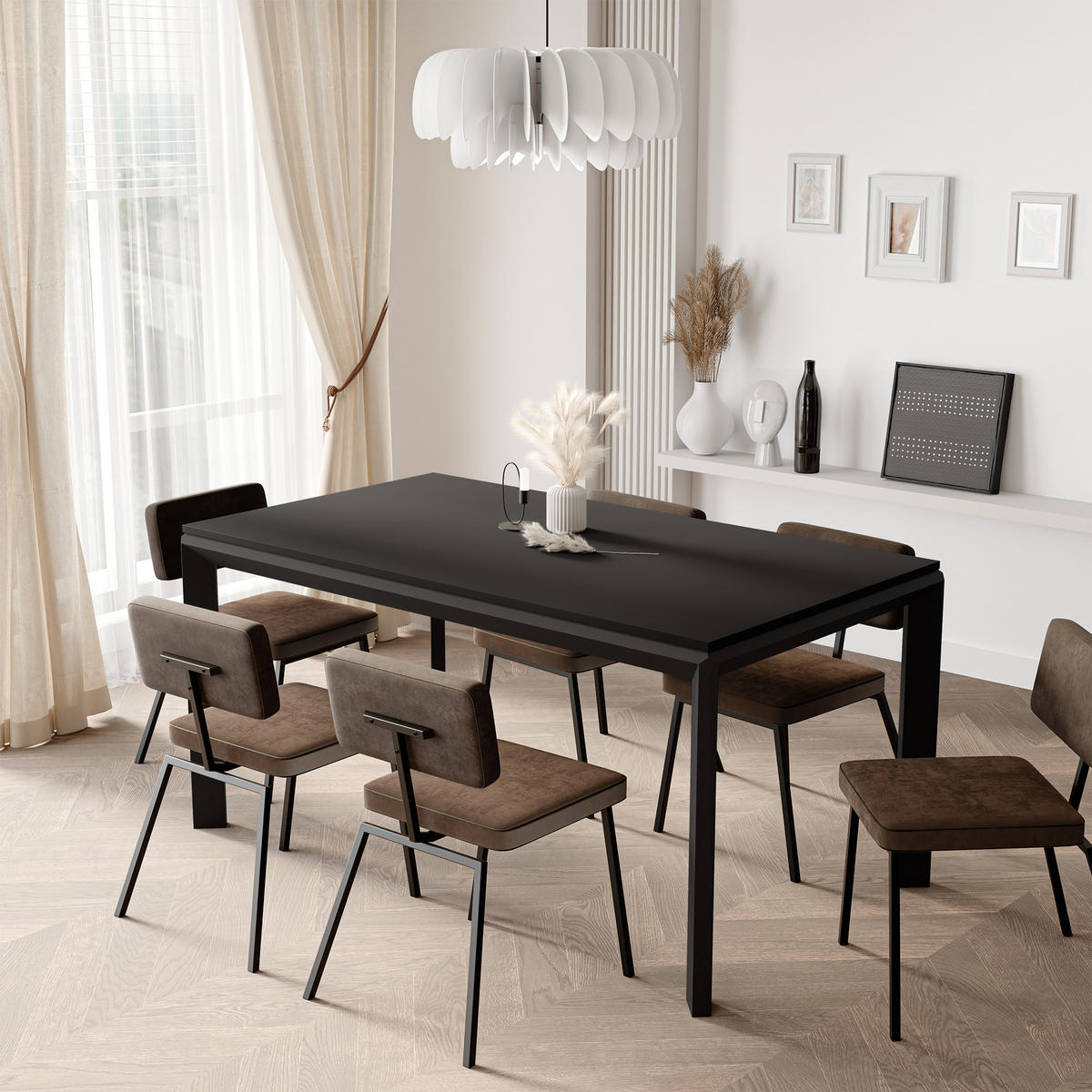 AUSZIEHTISCH FARO 160-250/90/76 cm, Schwarz / Schwarz - Schwarz, Holzwerkstoff/Metall (90/160/76cm) - Idohome