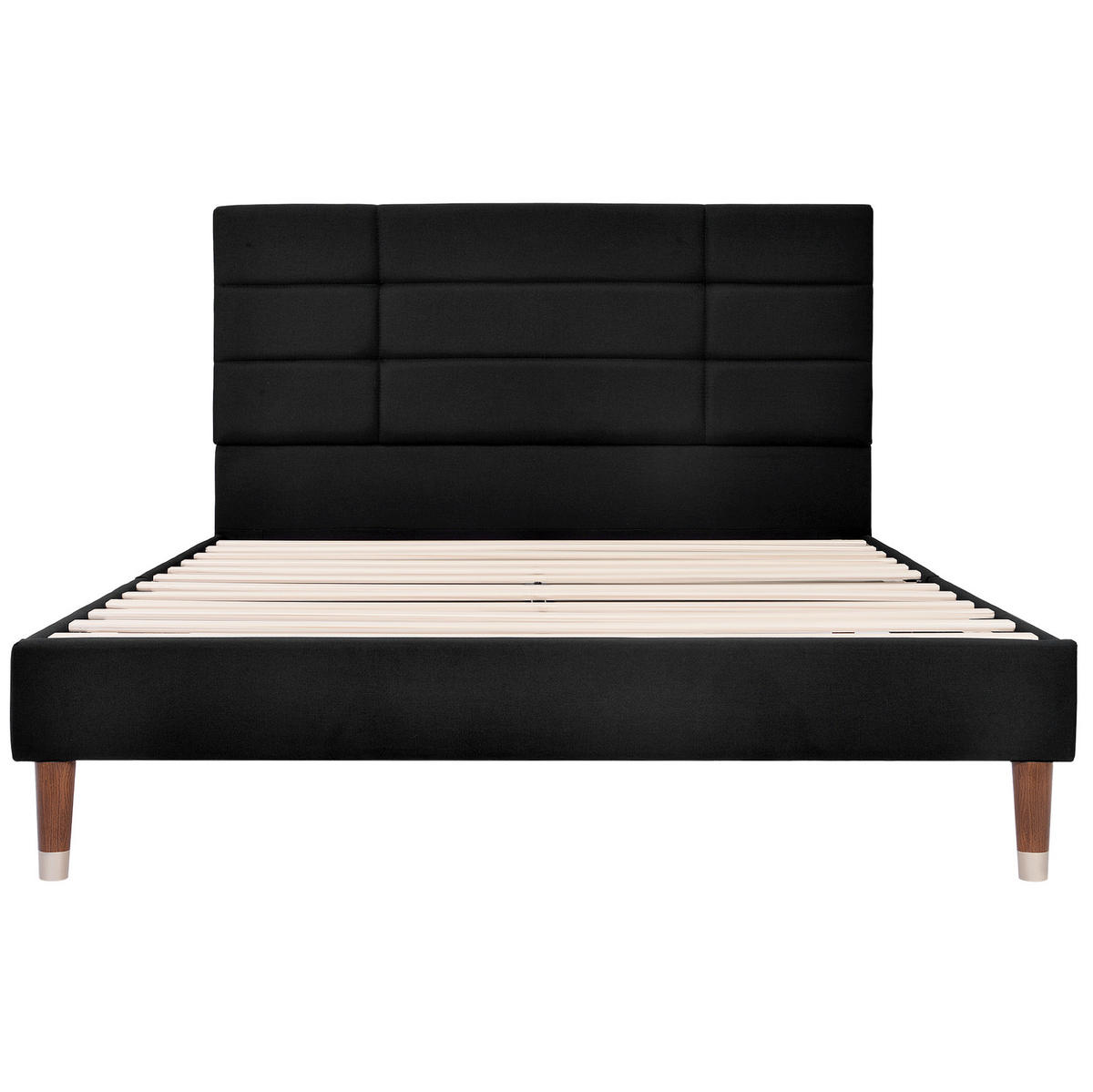 POLSTERBETT 140/200 cm Schwarz aus Massivholz mit Matratze - Schwarz, Holz (140/200cm) - OKMYHOME