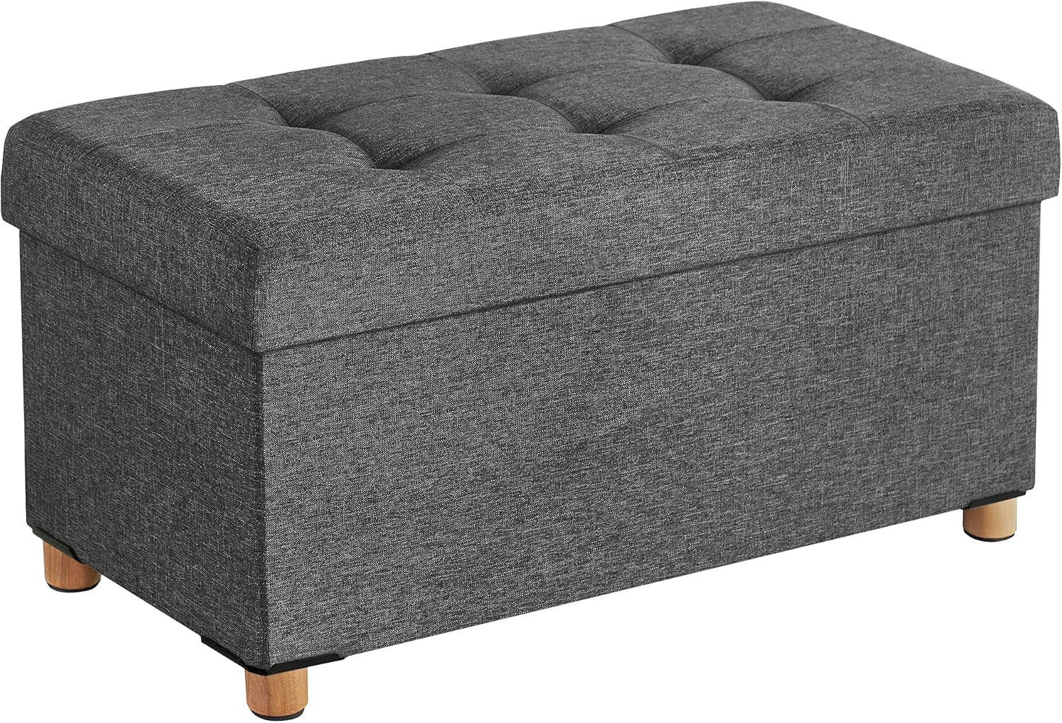 TRUHENBANK Dunkelgrau 76x38 cm mit Stauraum - Grau, Holzwerkstoff (76/40/38cm)