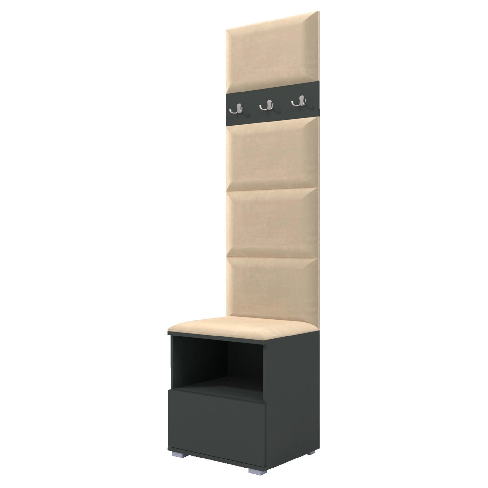 GARDEROBEN-SET Nela IV mit gepolsterten Paneelen 50/187/40 - Beige/Silberfarben, Holzwerkstoff/Kunststoff (50/187/40cm)