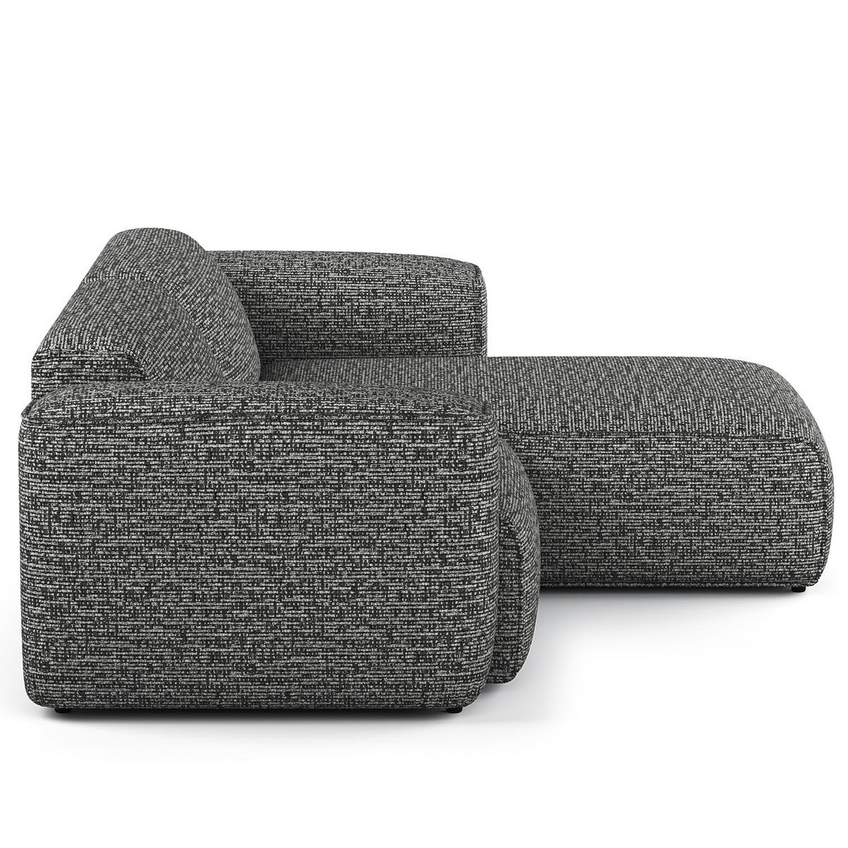 1,5-SITZER ECKSOFA mit Longchair - Schwarz/Grau, Kunststoff/Textil (260/173cm) - home24