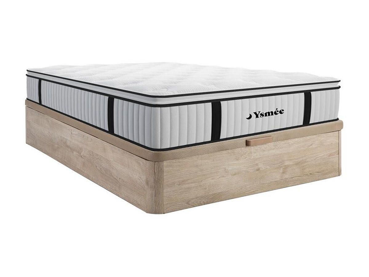 MATRATZE und Bettgestell mit Lattenrost und Bettkasten - 2 Personen - stoff - naturfarben hell American Dream - Naturfarben, Holz/Holzwerkstoff (140/200cm) - Vente-Unique