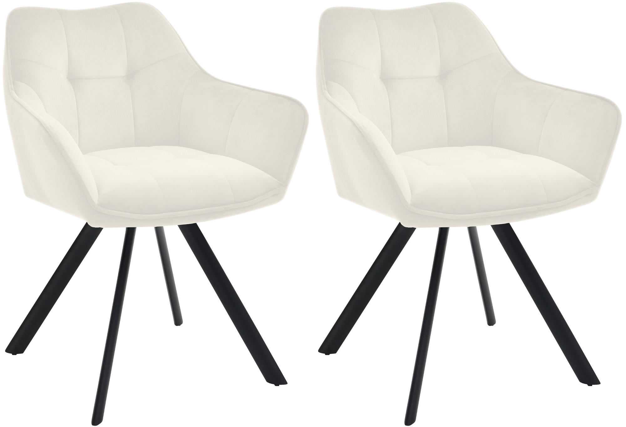 ARMLEHNENSTUHL 2er Set Samt Creme - Creme/Schwarz, Textil/Metall (64/82/62cm) - CLP