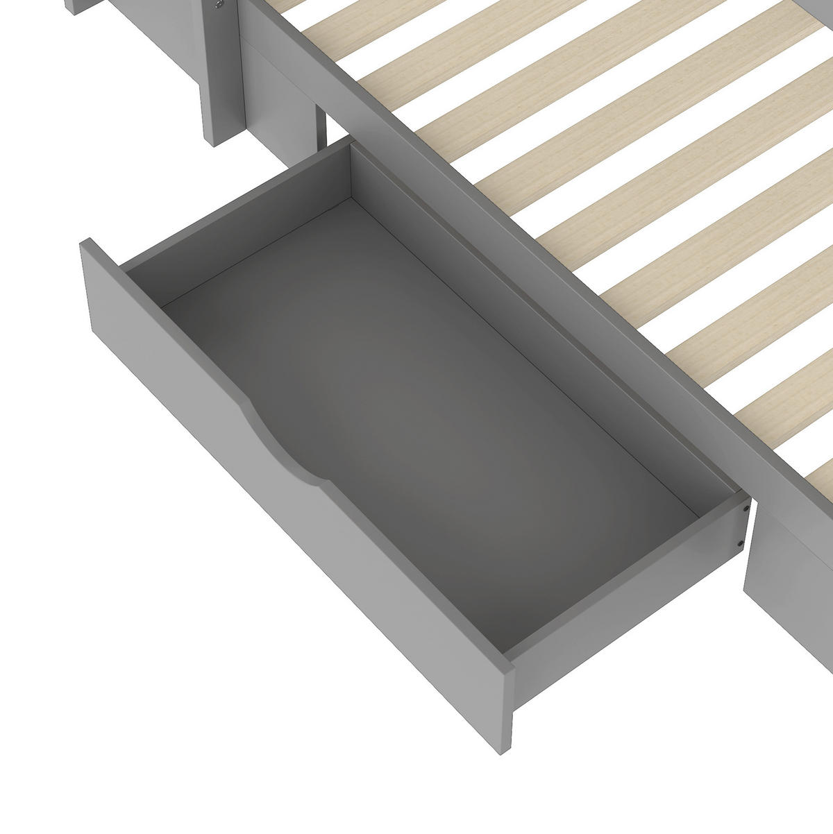 ETAGENBETT 90/200 cm Grau aus Kiefernholz mit Stauraum und Schubladen - Grau, Holz (90/200cm) - OKWISH
