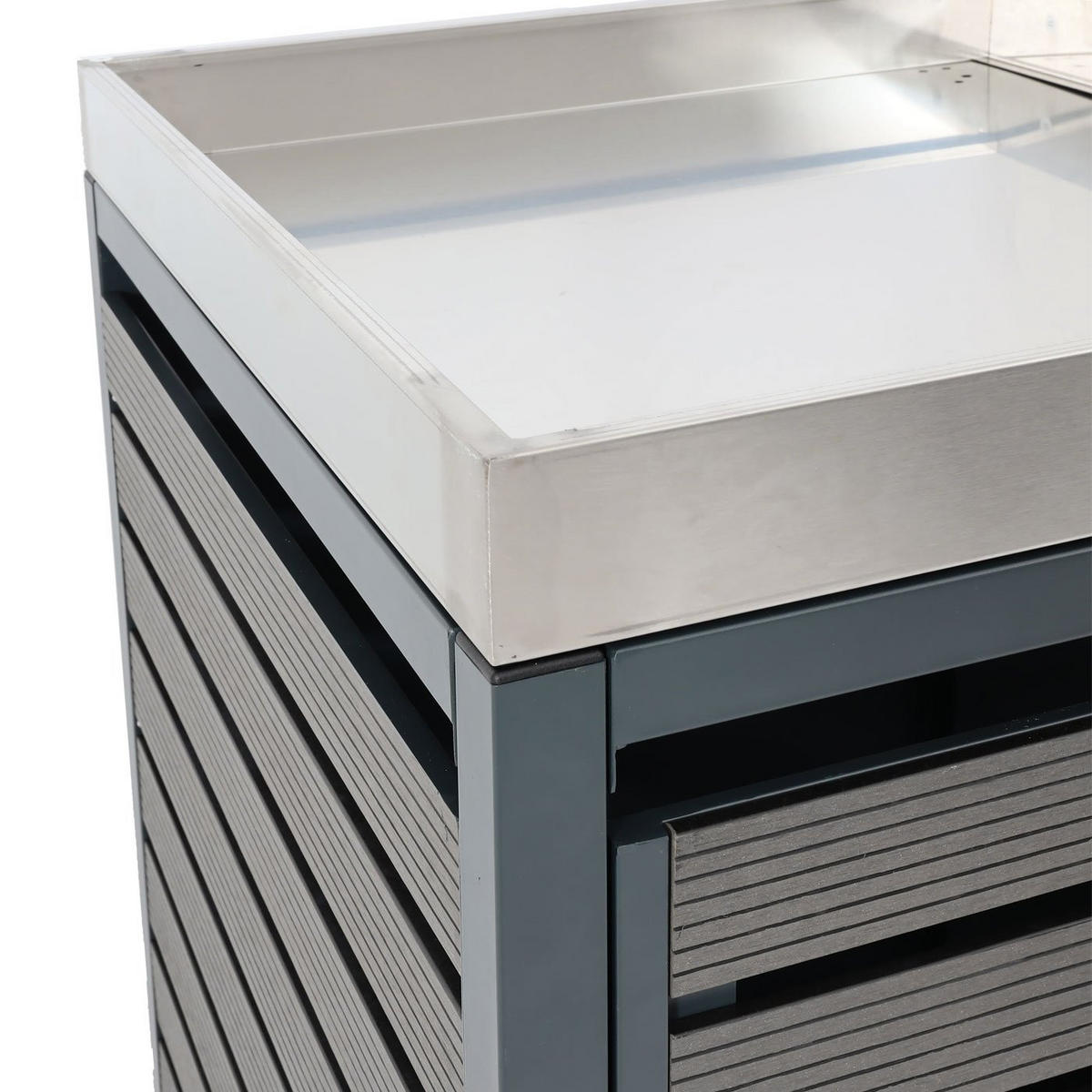 MÜLLTONNENBOX 2er mit Pflanzkasten HxBxT 124x134x84cm Anthrazit - Anthrazit, Metall (134/124/84cm) - PROREGAL