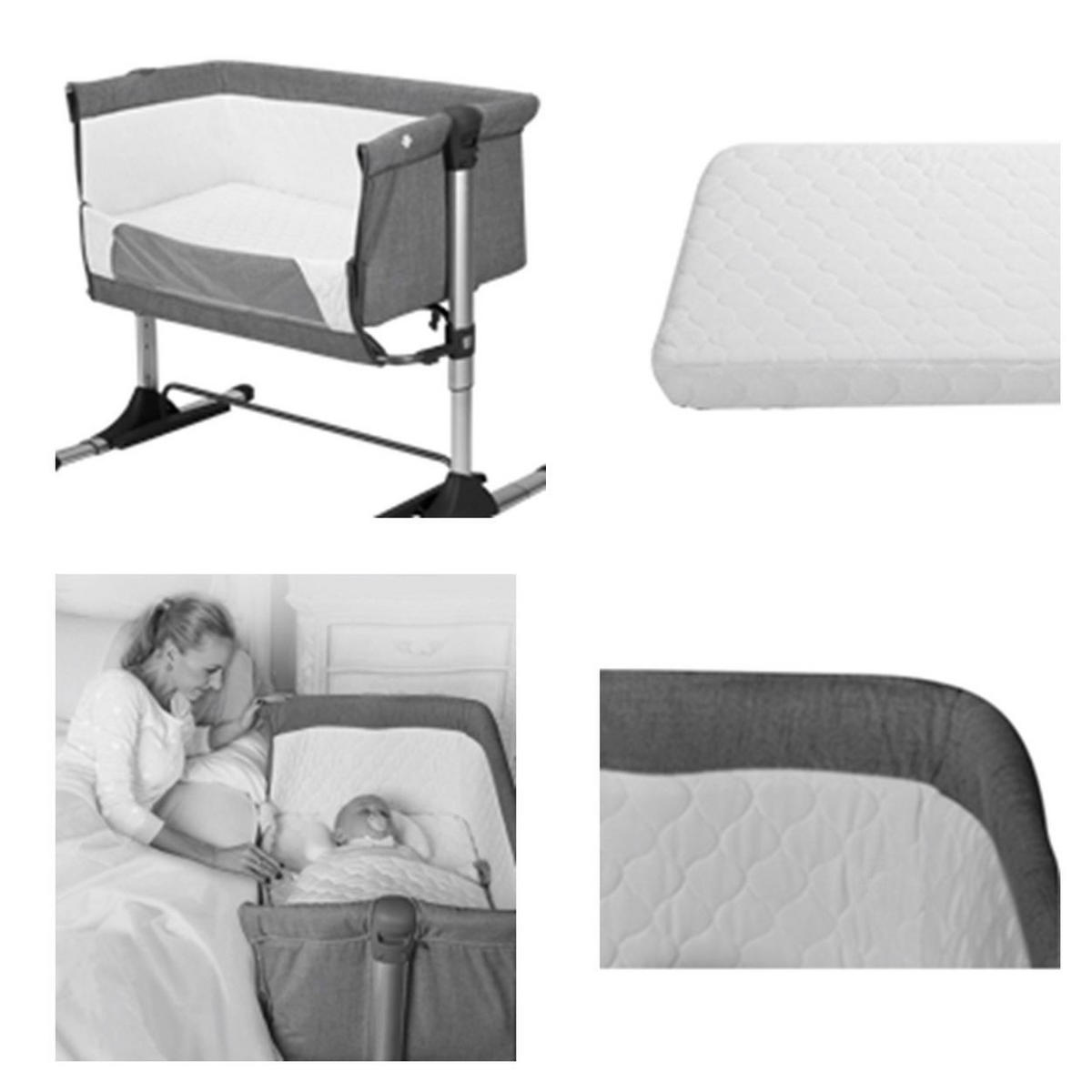 BEISTELLBETT Sleep n Care grau 85 x 50 cm, Matratze, Anti-Reflux, 6-fach verstellbar, Netzeinsatz - Grau, Metall (50/85cm) - Lorelli