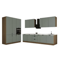 KÜCHENZEILE 320 x 160 cm - Sorento KS13-M320 - in Grün / Dunkle Eiche - Eichefarben/Schwarz, Holz/Metall (480/247/58cm)