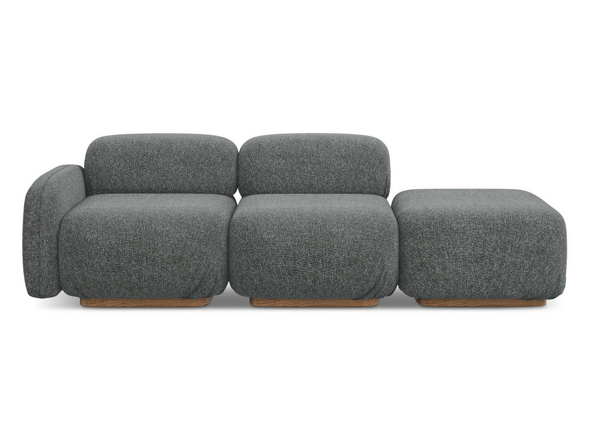 3-SITZER SOFA Rechts Strukturstoff Stoff Grau - Dunkelgrau/Braun, Holz/Textil (258/73/95cm) - Makamii