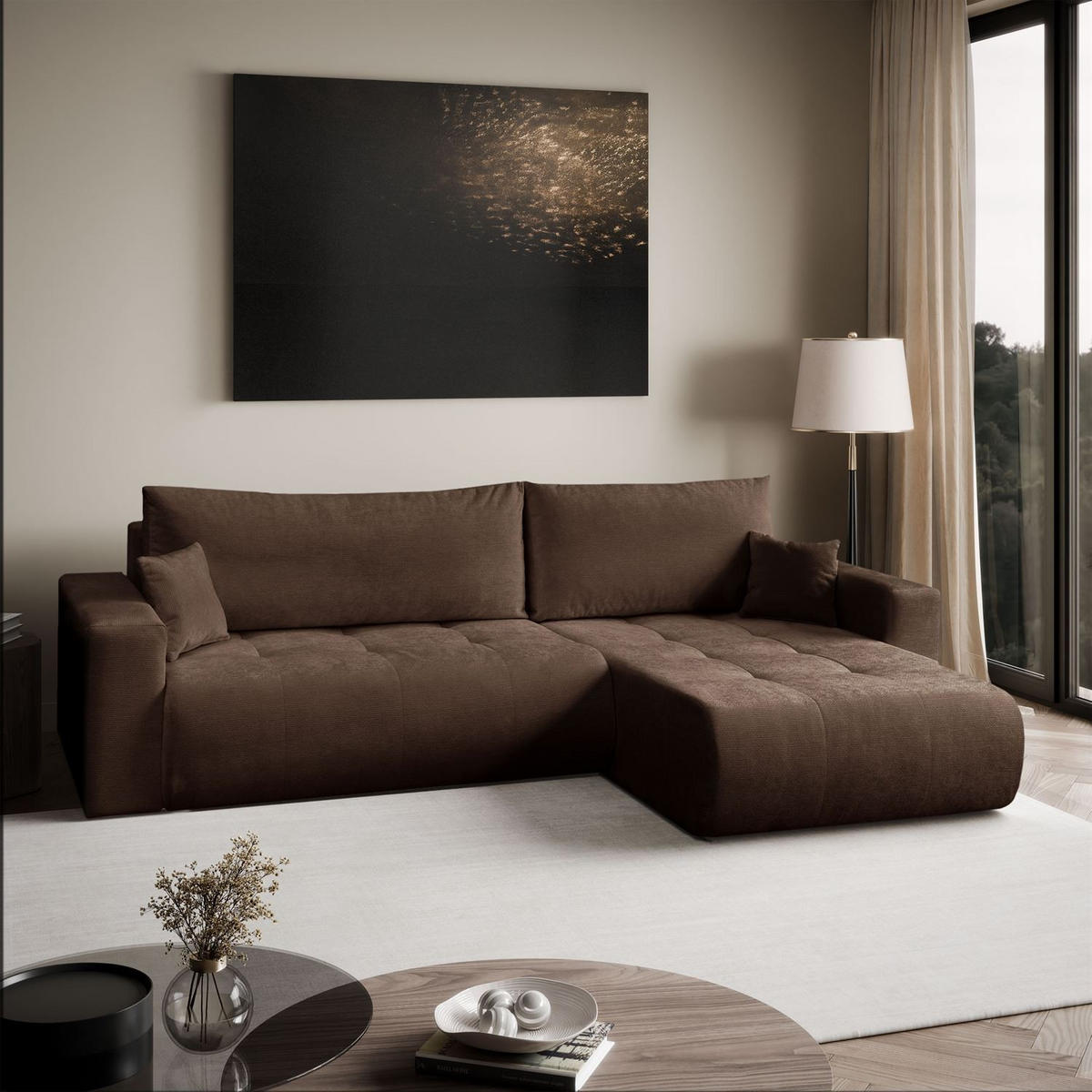 ECKSOFA CLOUD II XL mit Schlaffunktion Vibe 26 - Braun, Textil (280/152cm) - Lookway