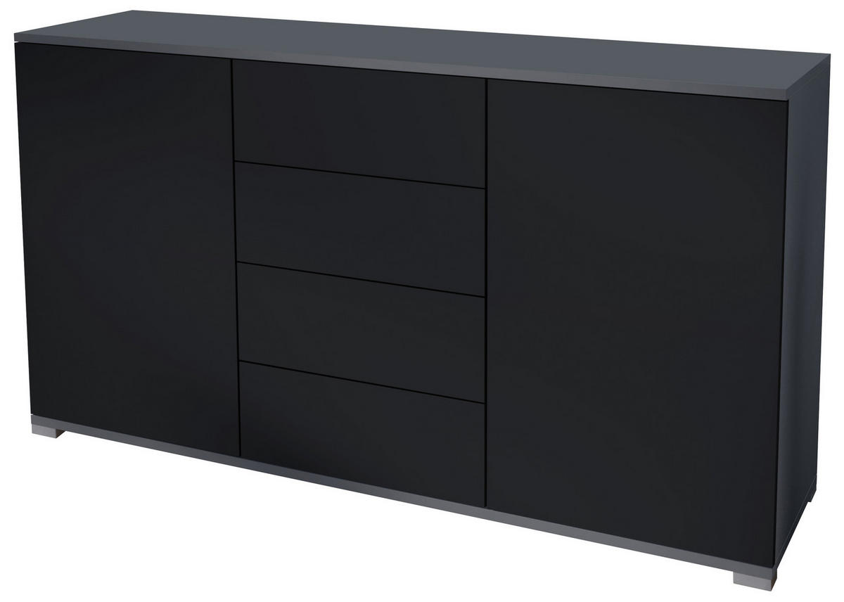SIDEBOARD Santo Schwarz matt - Schwarz, Holzwerkstoff (138.5/75.5/35cm) - Vladon