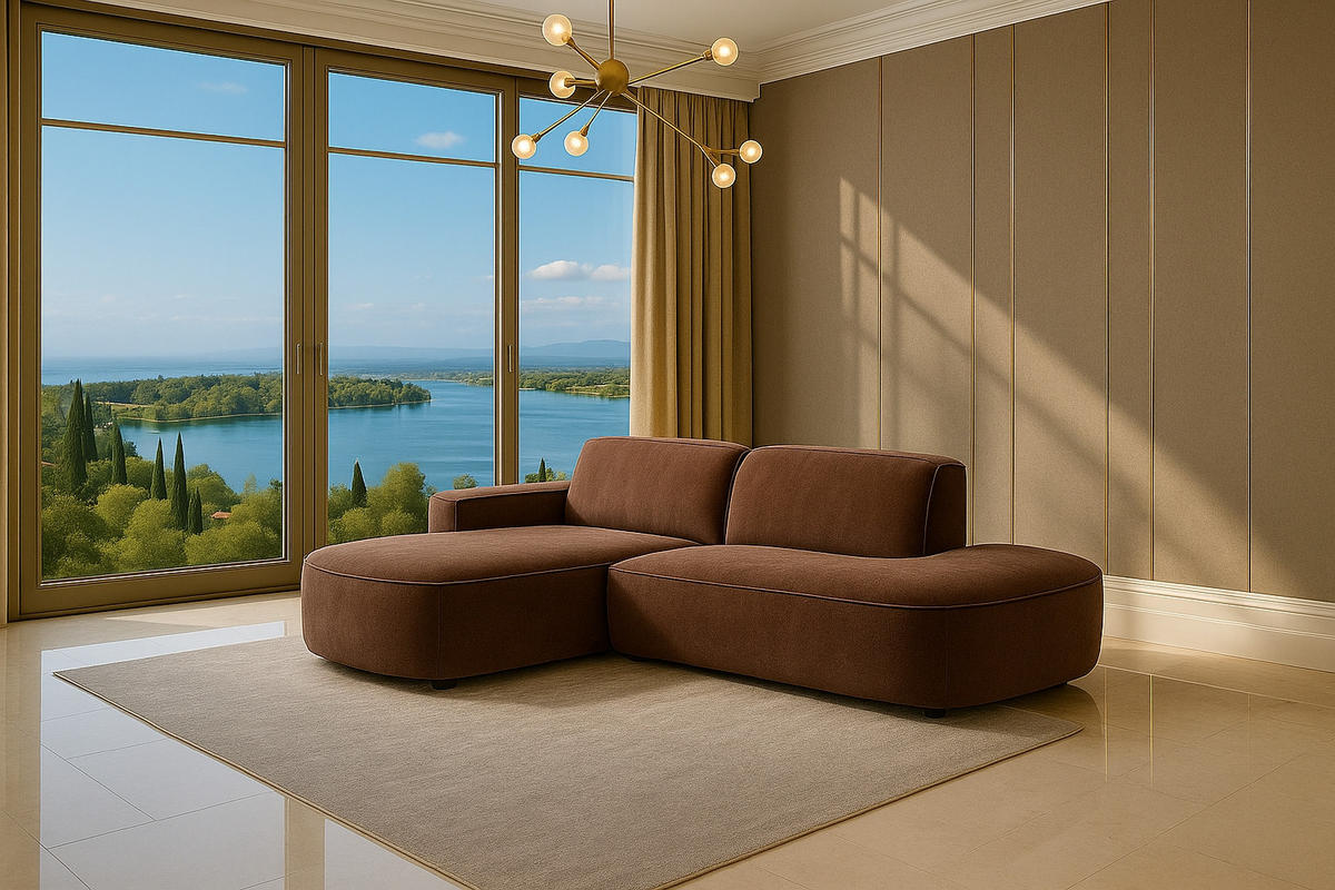 ECKSOFA Cursal Atelier, Stoff Salvador, Dunkelbraun, Links - Dunkelbraun, Holz (284/166cm) - Kaiser Möbel