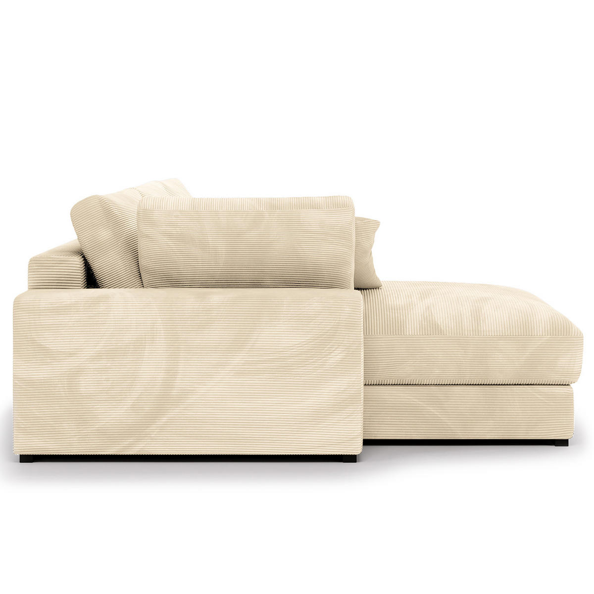 ECKSOFA mit Longchair - Creme/Schwarz, Kunststoff/Textil (340/205cm) - home24