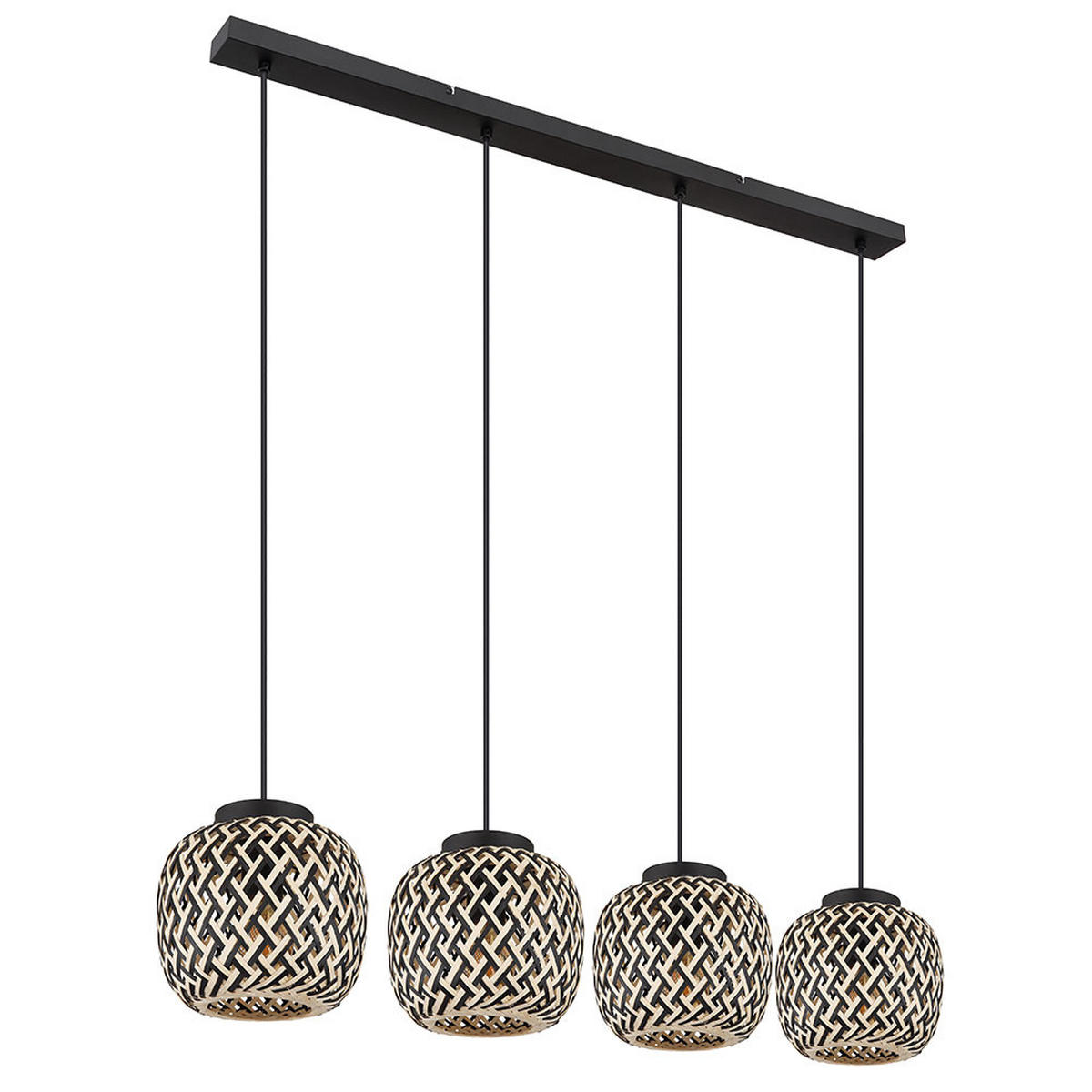 LED HÄNGELEUCHTE Metall Braun Bambus 4-flammig - Braun, Metall (100/20/120cm) - Globo Lighting