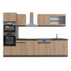 KÜCHENZEILE R-Line Goldkraft Eiche/Anthrazit 300 cm J-Shape ohne AP - Honigeiche/Anthrazit, Holzwerkstoff (300/81.6/46cm) - Vicco