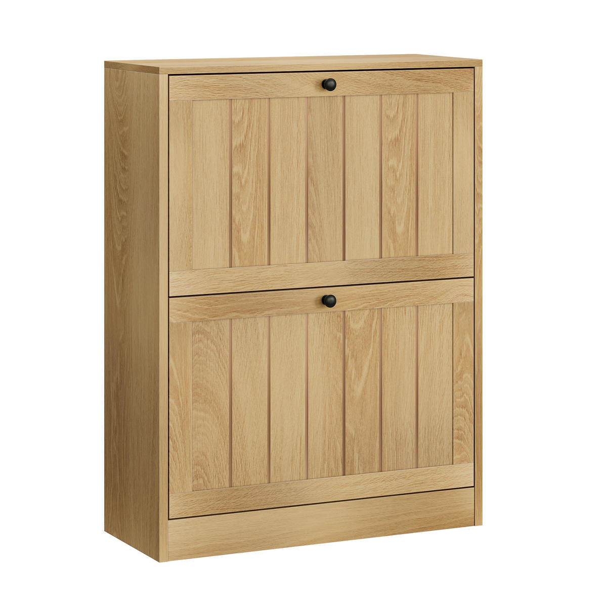 BOTNÍK v barvě dubu se 2 výklopnými přihrádkami, styl Mid-Century - barva dubu, kompozitní dřevo (60/80/24cm) - Urban Meuble