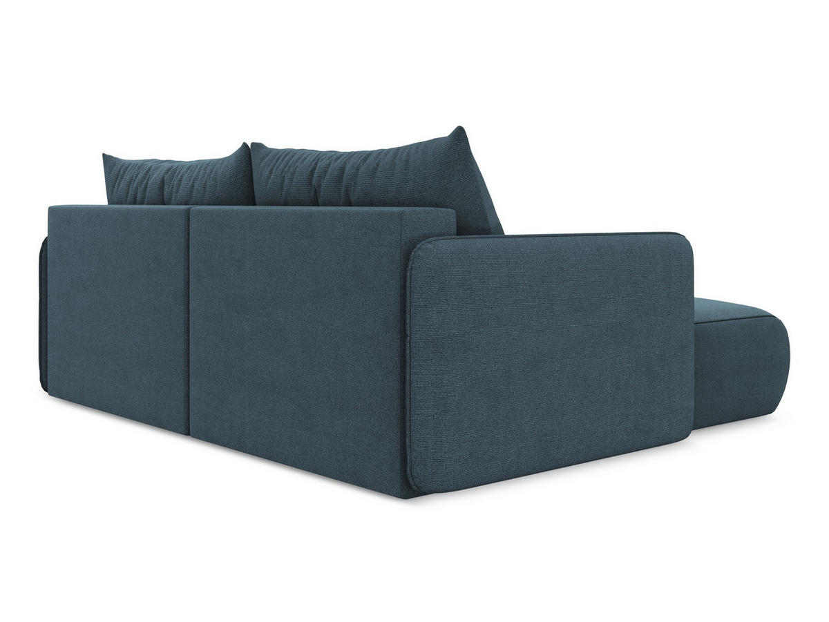 ECKSOFA mit Schlaffunktion Strukturstoff Stoff Blau - Blau/Blaugrau, Kunststoff/Textil (148/207cm) - Makamii