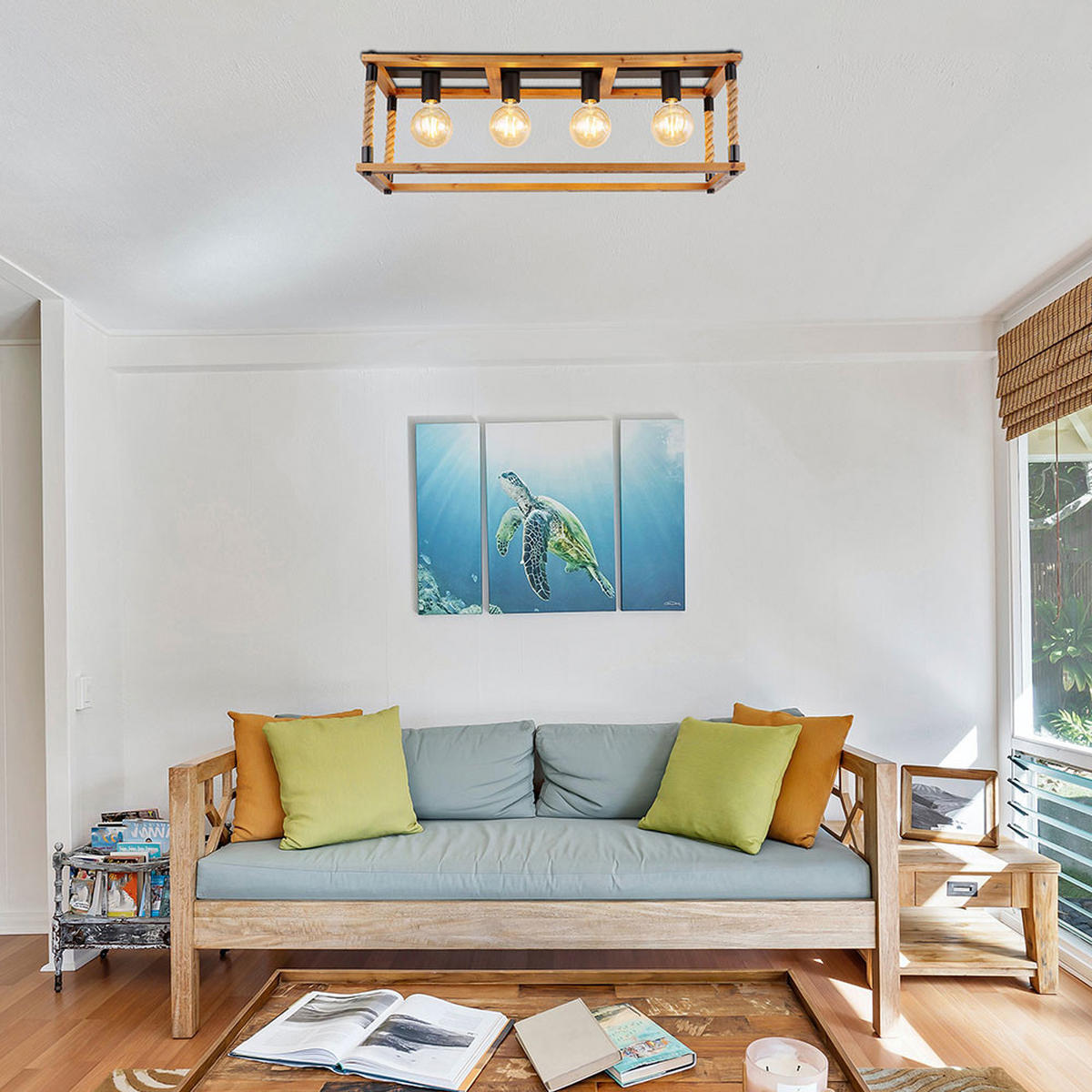 DECKENLEUCHTE VERNON Holzoptik Braun - Braun, Holz (75/25/31cm) - Globo Lighting