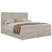 BOXSPRINGOVÁ POSTEĽ NORDIC 160/200 - Béžová Manšester - Topper Visco - H4 (tvrdý) - čierna/béžová, textil/plast (160/200cm) - MKS