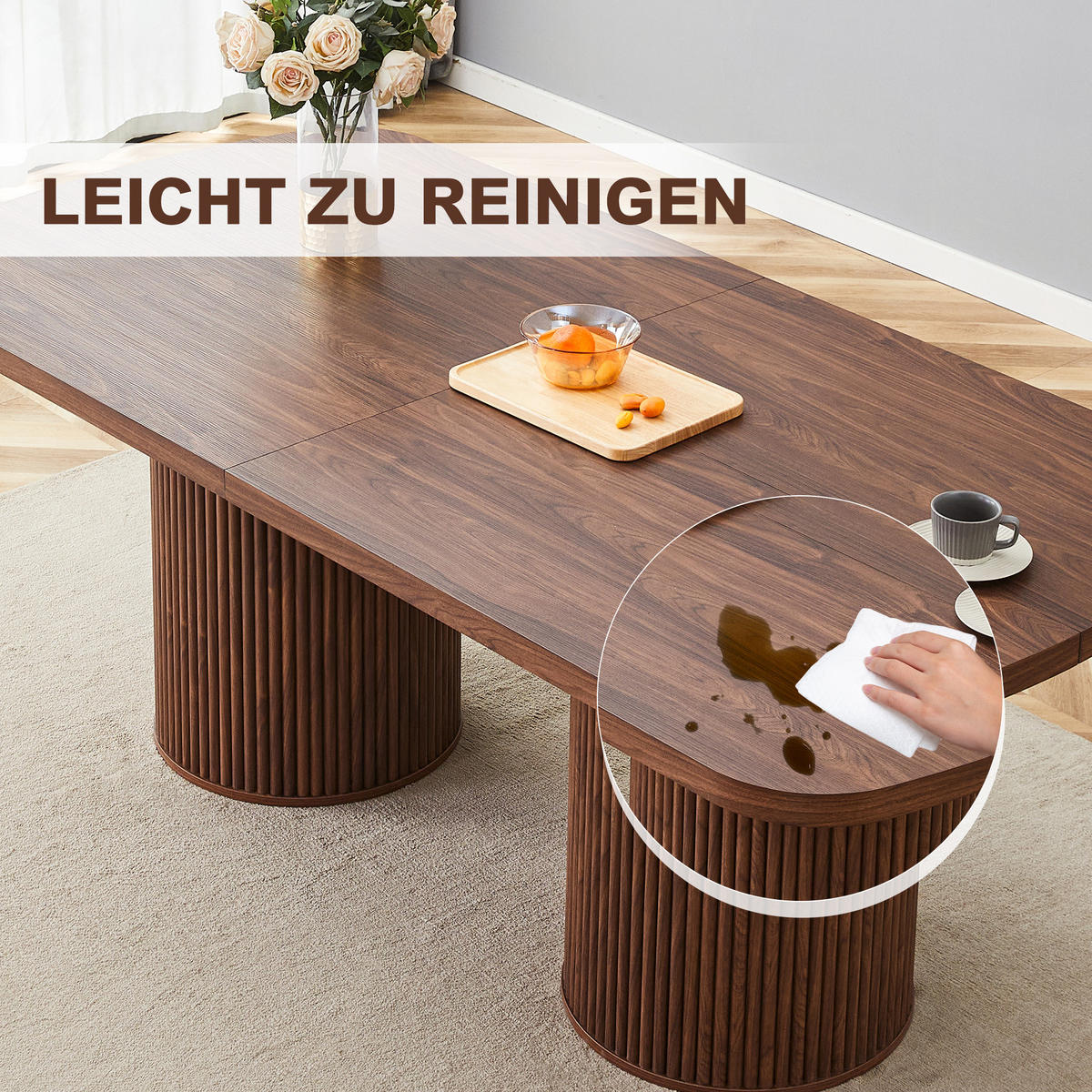 ESSTISCH Walnussoptik 180/90/76 cm - Walnussfarben, Holz (90/180/76cm) - PANGIVO