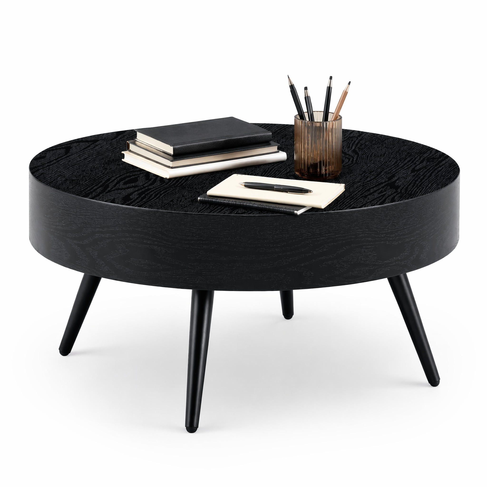 COUCHTISCH in Schwarz Wohnzimmertisch mit Holzoptik für Wohnzimmer, B70/T70/H35.5 cm - Schwarz, Holzwerkstoff/Metall (70/70/35.5cm) - STILVORA