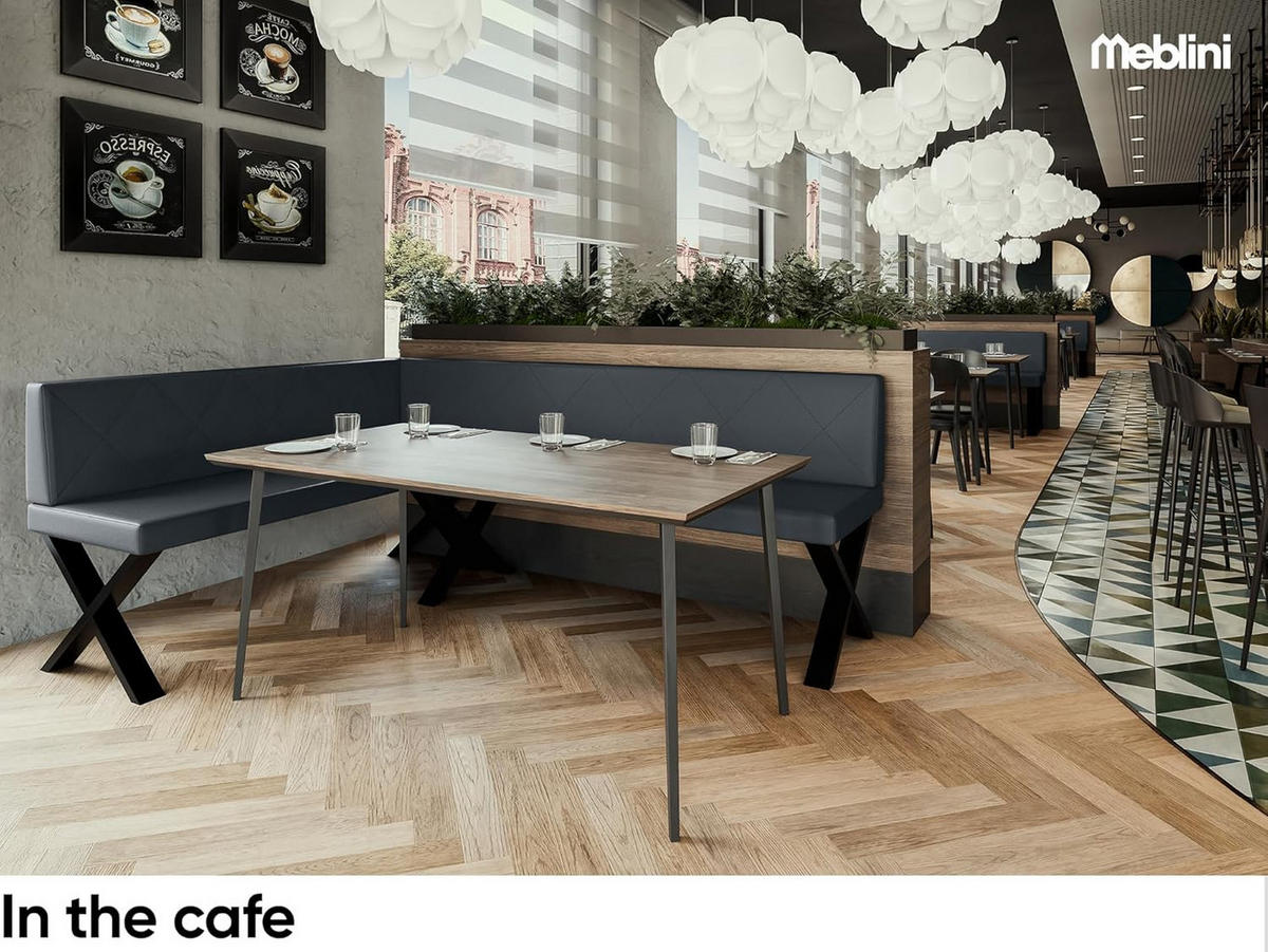 ECKBANK ERIC_X - Dunkelgrau, Leder (142/196cm) - Meblini