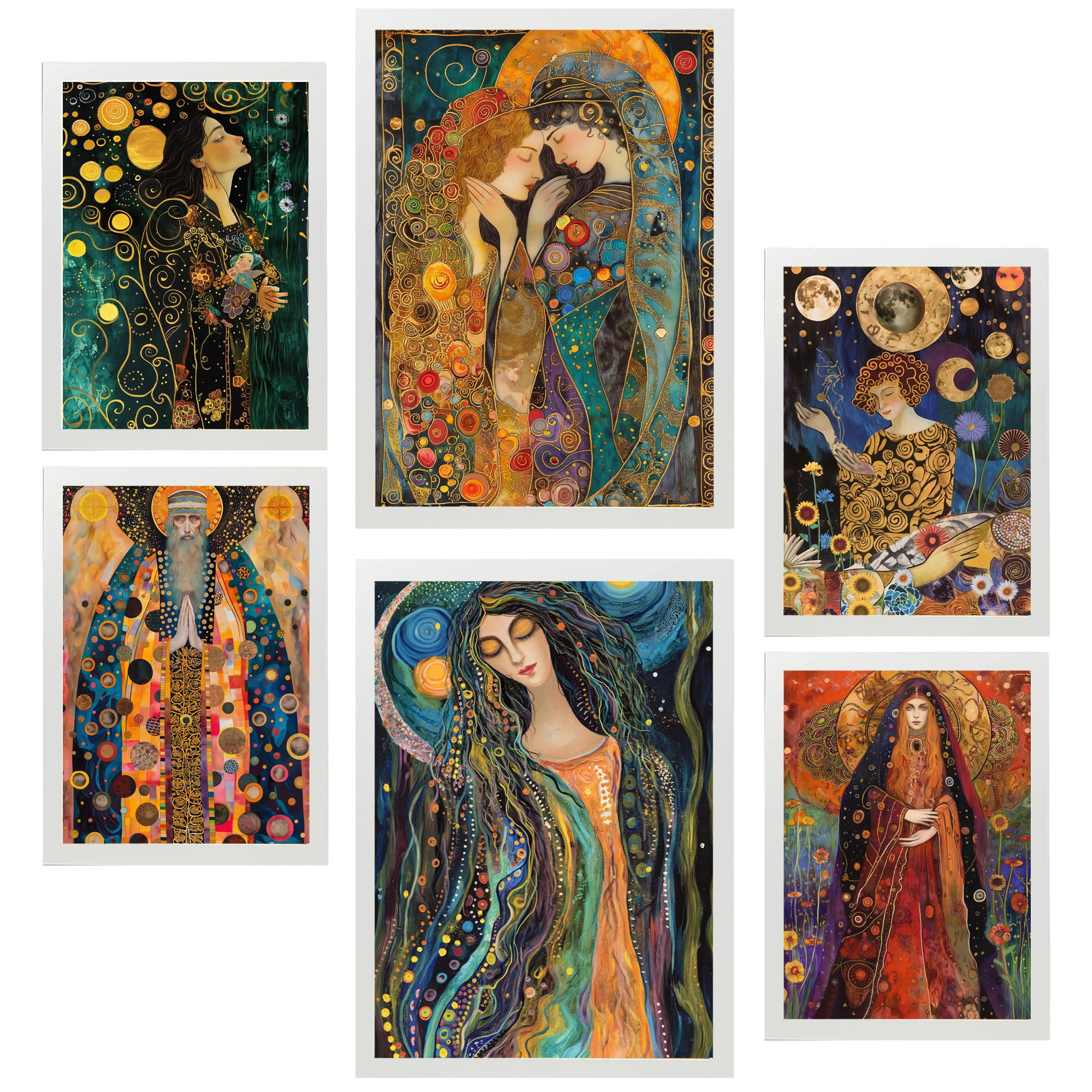 POSTER Set Mit 6 Tarotkarten Arkan A3 & A4 Weißer Rahmen - Weiß, Papier (29/3cm) - Nacnic