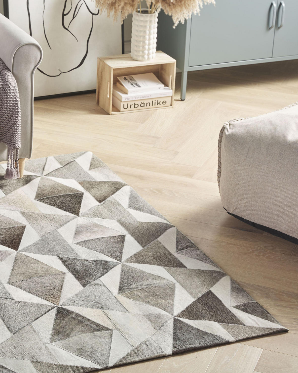 KURZFLOR-TEPPICH Alaka 230/160 cm - Grau, Fell (160/230cm) - Beliani